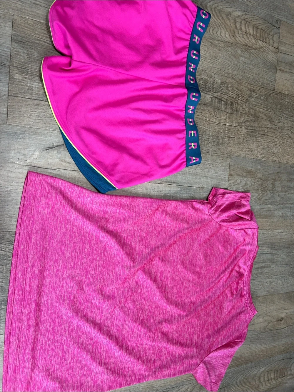 Under Armour Hot Pink Athletic Tee & Shorts Set